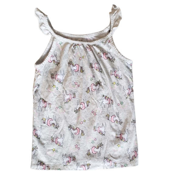 Size 7 Oshkosh Unicorn Ruffle Sleeve Tank - Picture 1 of 5